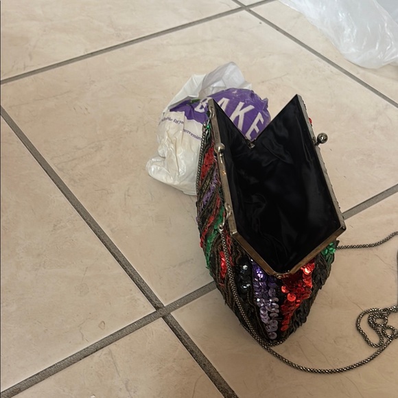 & Other Stories Red and Purple Clutch Glamorous Evening Bag - Picture 5 of 5